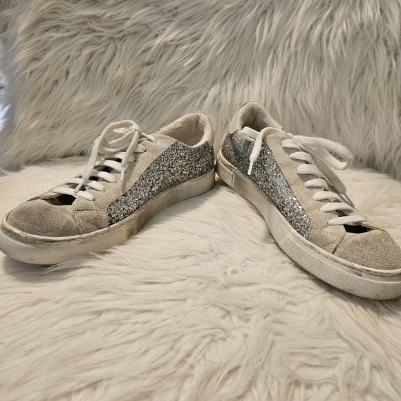 Steven By Steve Madden Rubie Silver Glitter Womens Sneakers - Picture 6 of 8